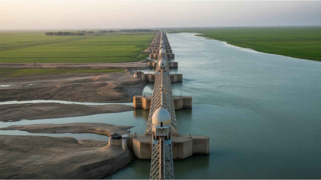 Sukkur Barrage on the Indus River in Pakistan, part of the world’s largest irrigation system.